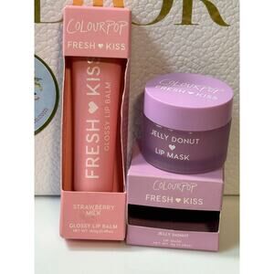 ColourPop Fresh Kiss Glossy Lip Balm STRAWBERRY MILK & Lip Mask JELLY DONUT- NEW